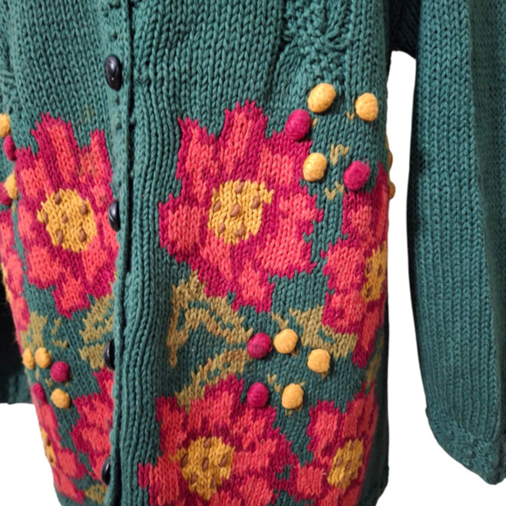 Vintage Birch Brothers Poinsettia Christmas Sweater‎ M/L - Picture 4 of 7